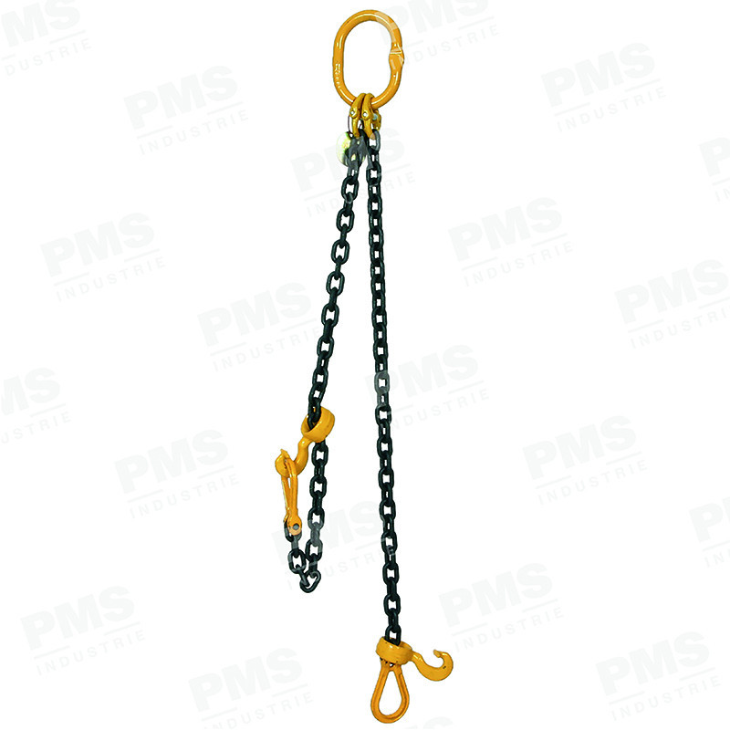 ÉLINGUE CHAÎNE 2 BRINS GRADE 80, MAILLE POIRE ET CROCHET COULISSANT - ECH20CP