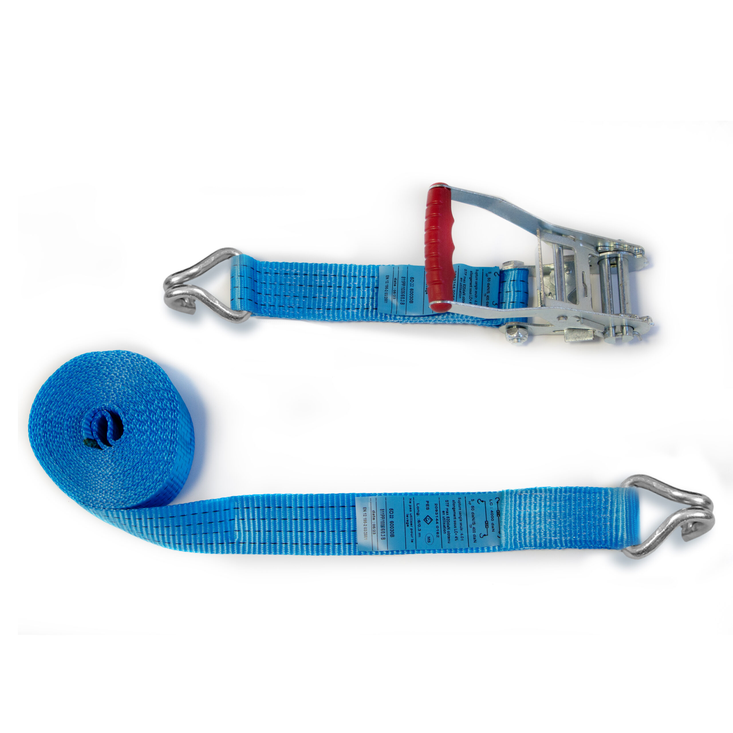 Lashing strap two-pieces with ERGO-ratchet VZR2E, 2500/5000 daN, 50 mm, 9 m